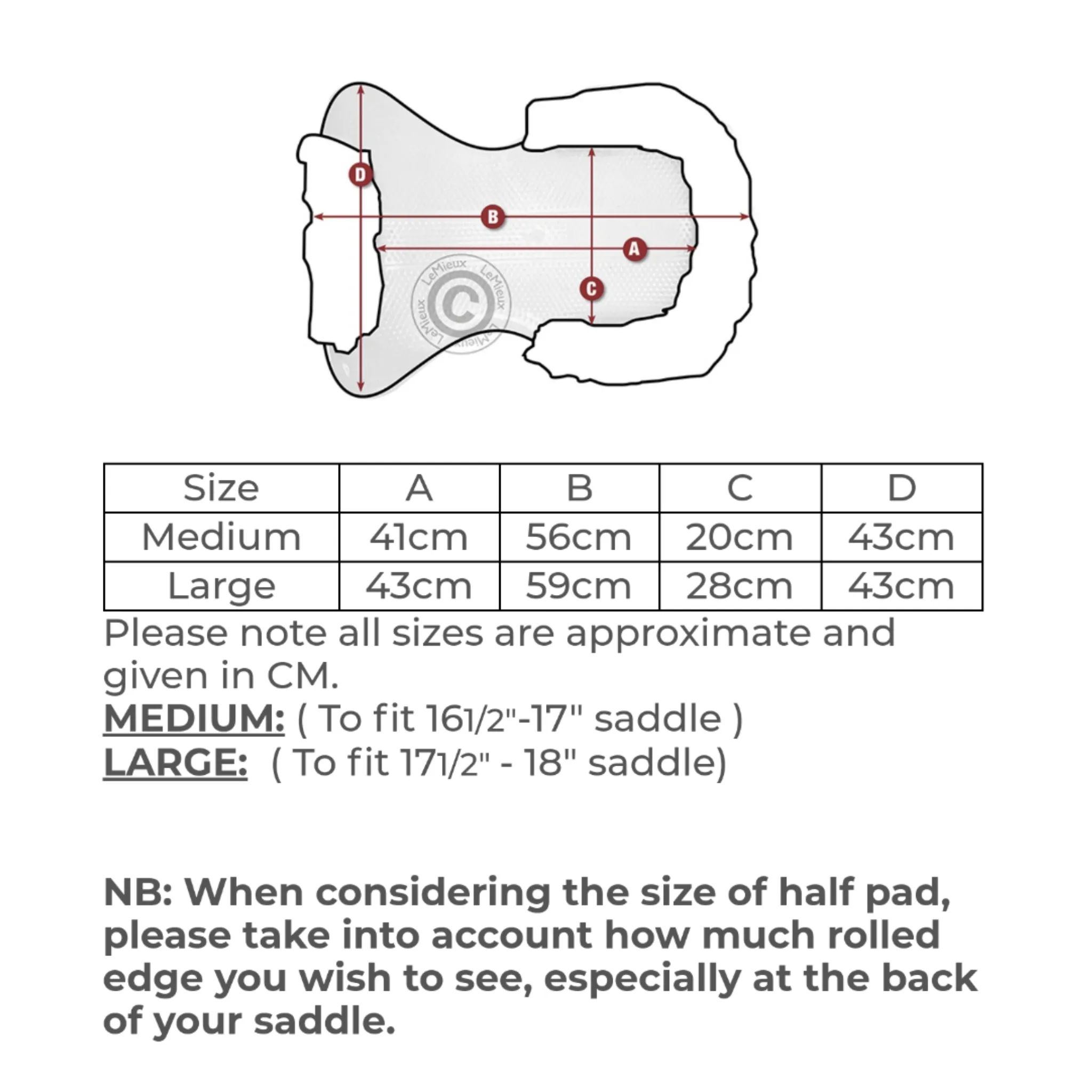 Acavallo Just-Gel Lambskin Half Pad