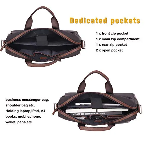Banuce 15 inch Laptop Tablet Bag Oxford Nylon Waterproof Business Messenger Briefcase for Men