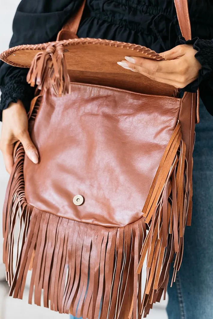 BUFFALO FRINGE SADDLE BAG VINTAGE BROWN