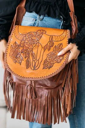 BUFFALO FRINGE SADDLE BAG VINTAGE BROWN