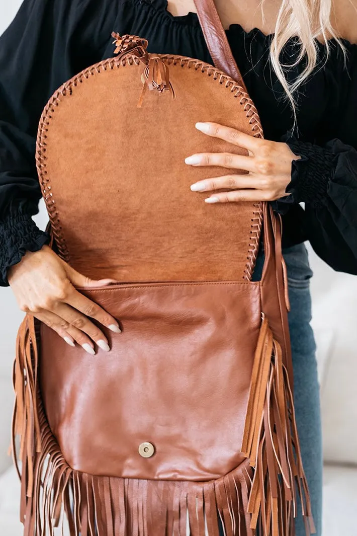 BUFFALO FRINGE SADDLE BAG VINTAGE BROWN