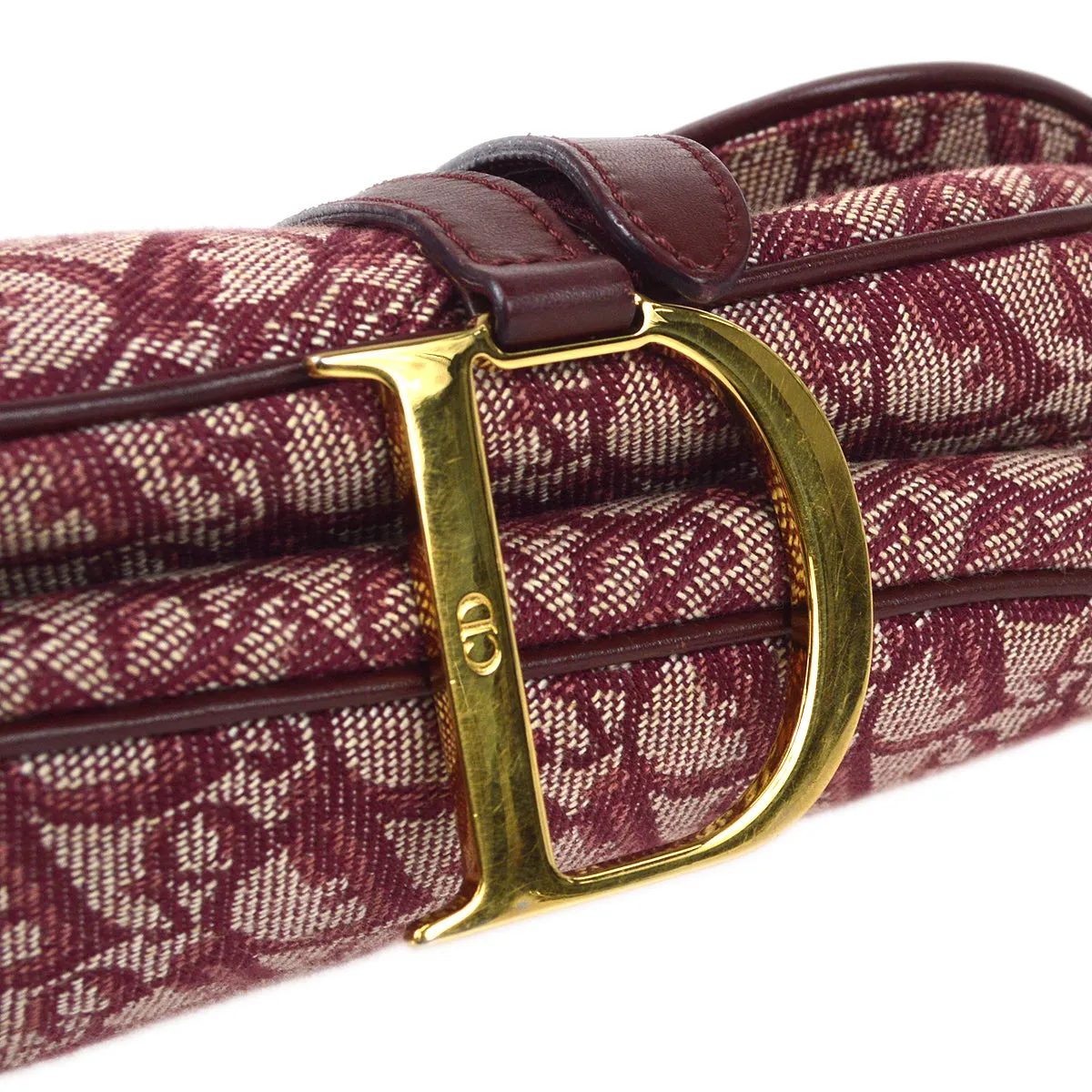 CHRISTIAN DIOR 2002 Trotter Saddle Bag Medium Bordeaux 97532