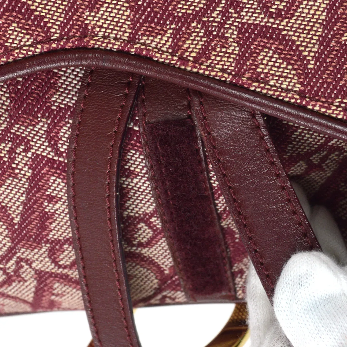 CHRISTIAN DIOR 2002 Trotter Saddle Bag Medium Bordeaux 97532