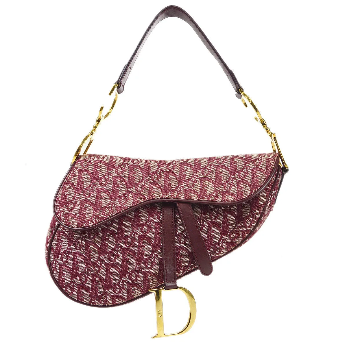 CHRISTIAN DIOR 2002 Trotter Saddle Bag Medium Bordeaux 97532