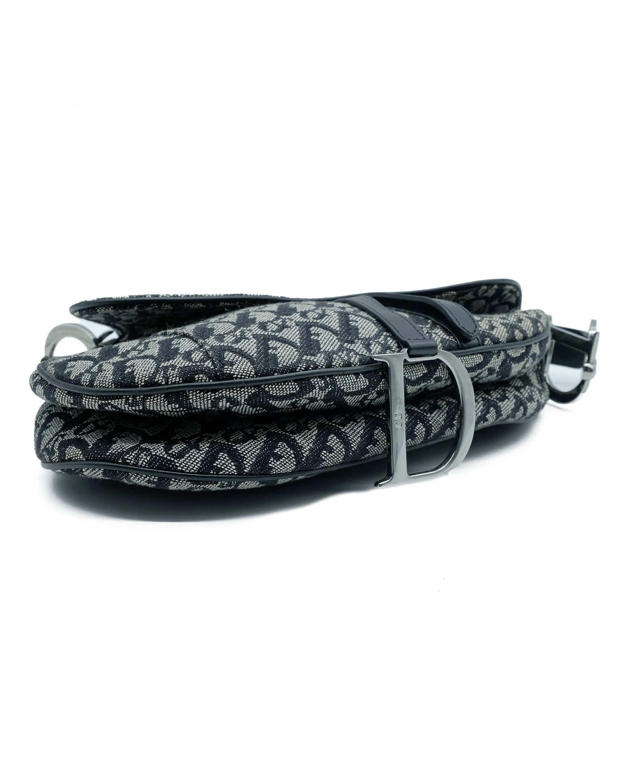 Christian Dior Trotter Canvas saddle Shoulder Bag Black Auth fm1904A AWL4560