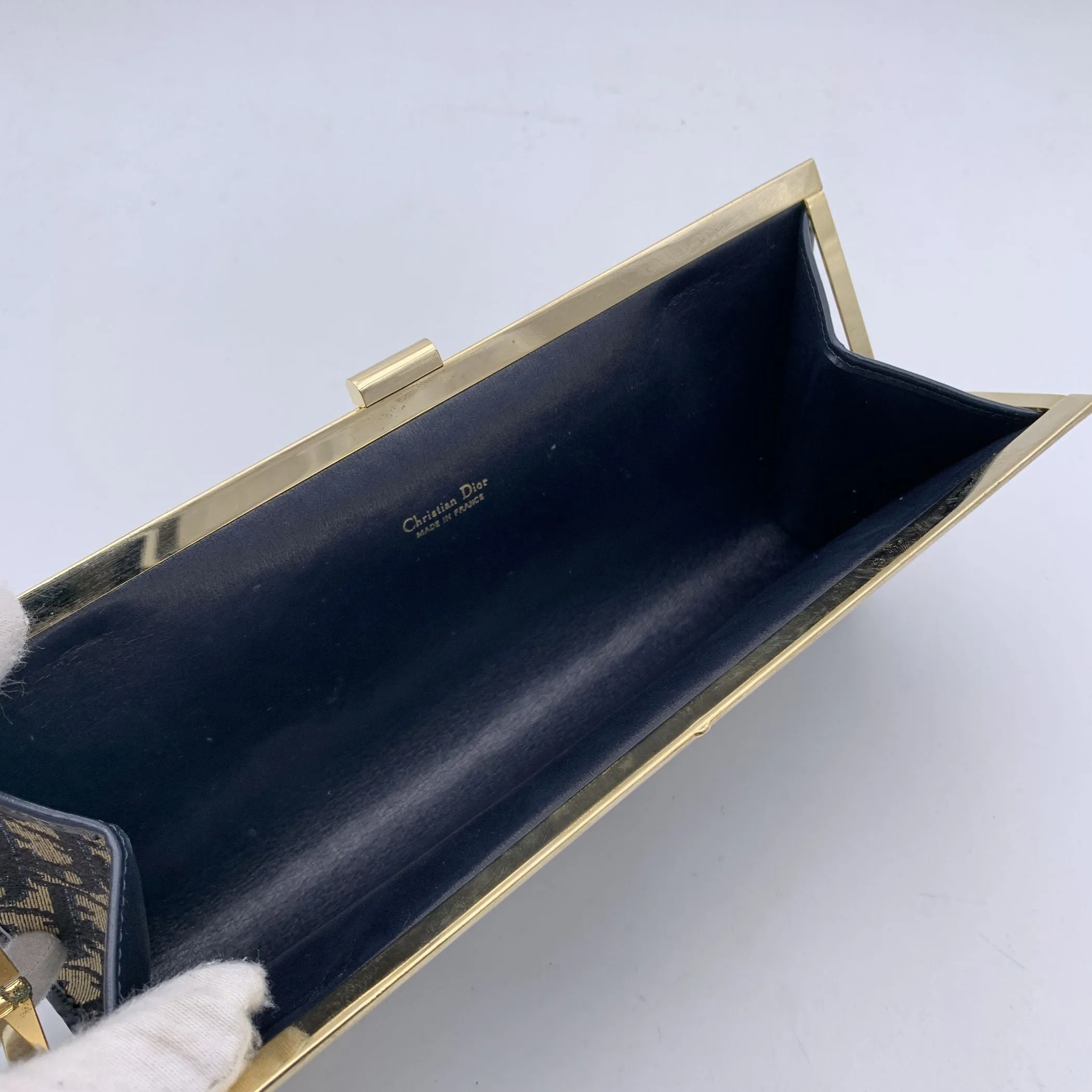 CHRISTIAN DIOR Vintage Blue Oblique Monogram Canvas Clutch Bag