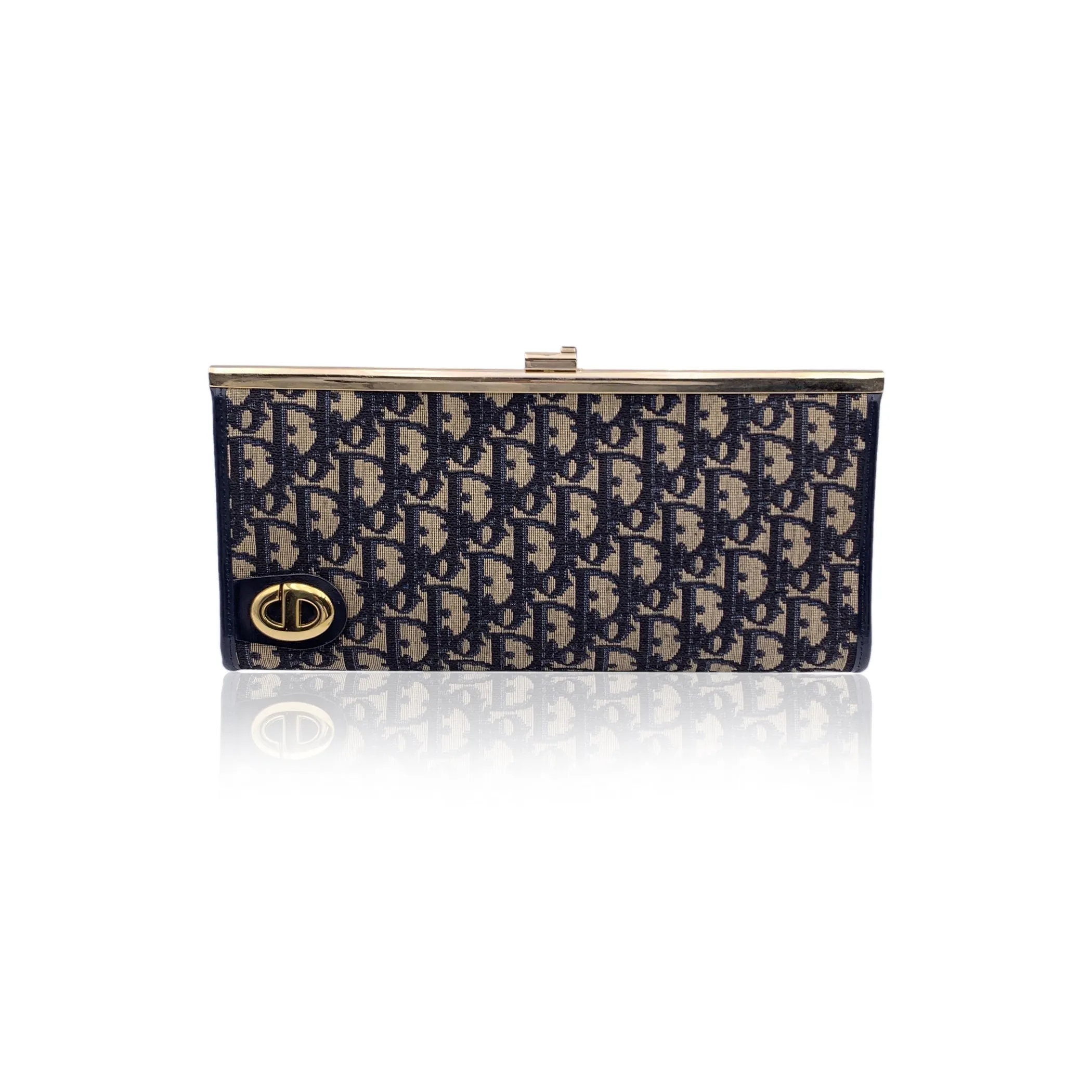 CHRISTIAN DIOR Vintage Blue Oblique Monogram Canvas Clutch Bag