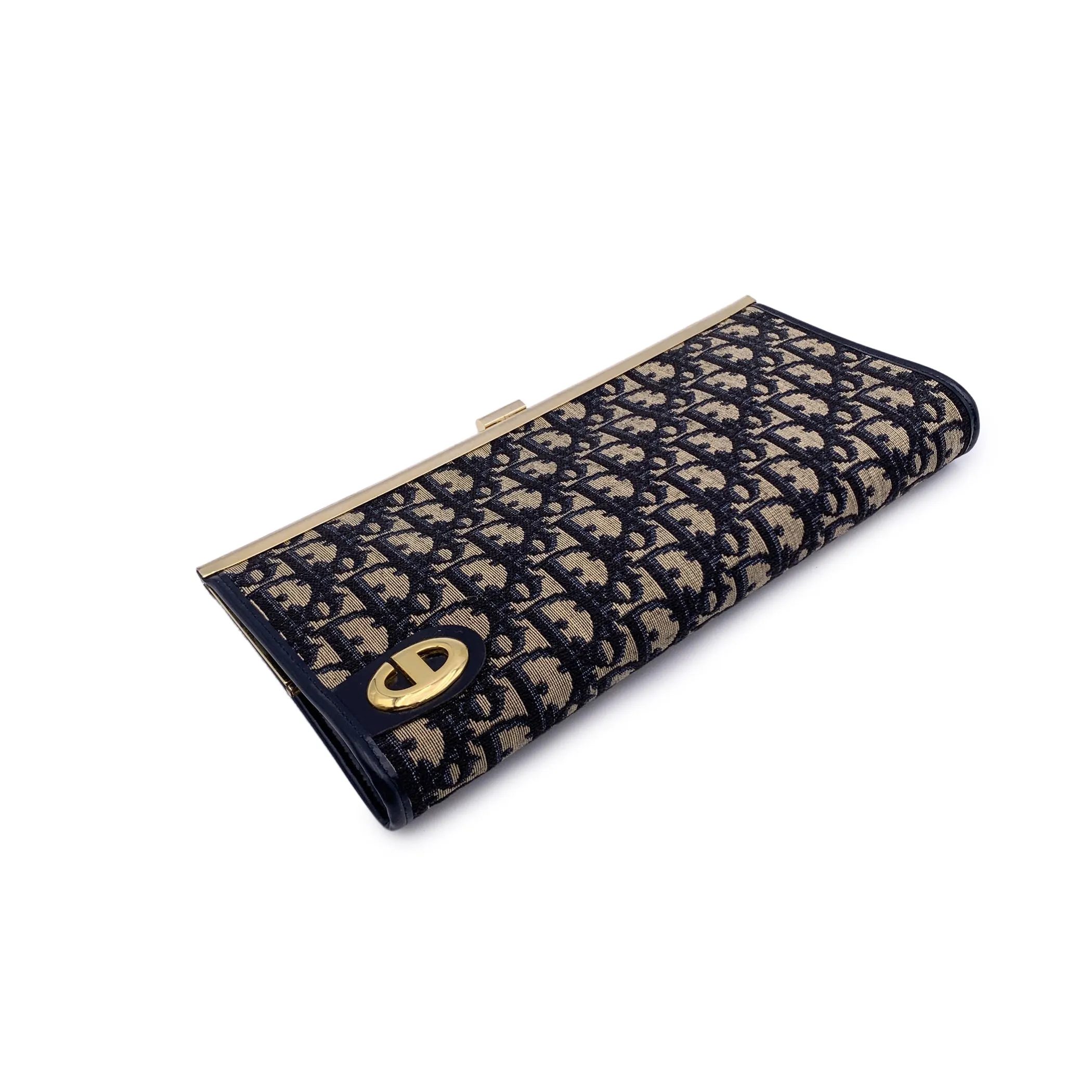 CHRISTIAN DIOR Vintage Blue Oblique Monogram Canvas Clutch Bag
