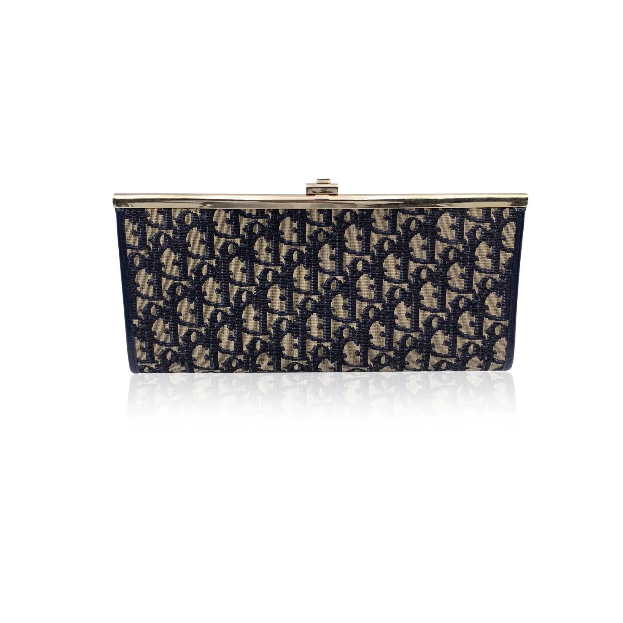 CHRISTIAN DIOR Vintage Blue Oblique Monogram Canvas Clutch Bag