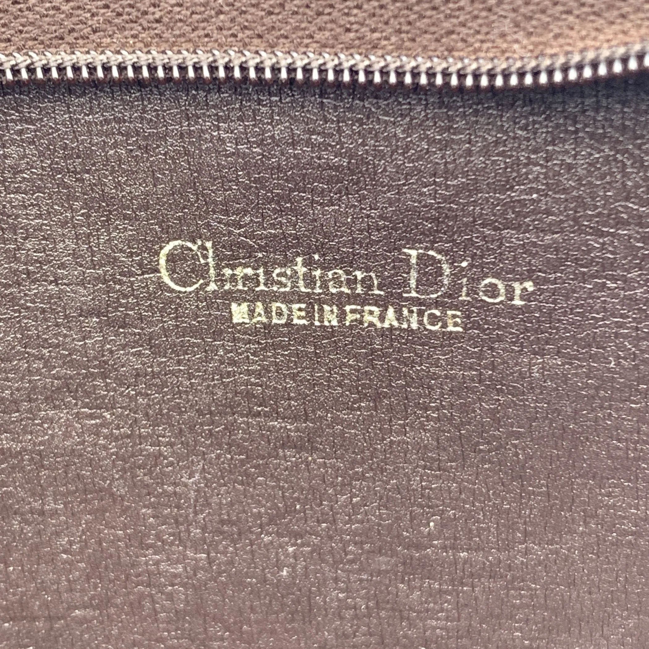 CHRISTIAN DIOR Vintage Brown Logo Oblique Canvas Small Zip Clutch