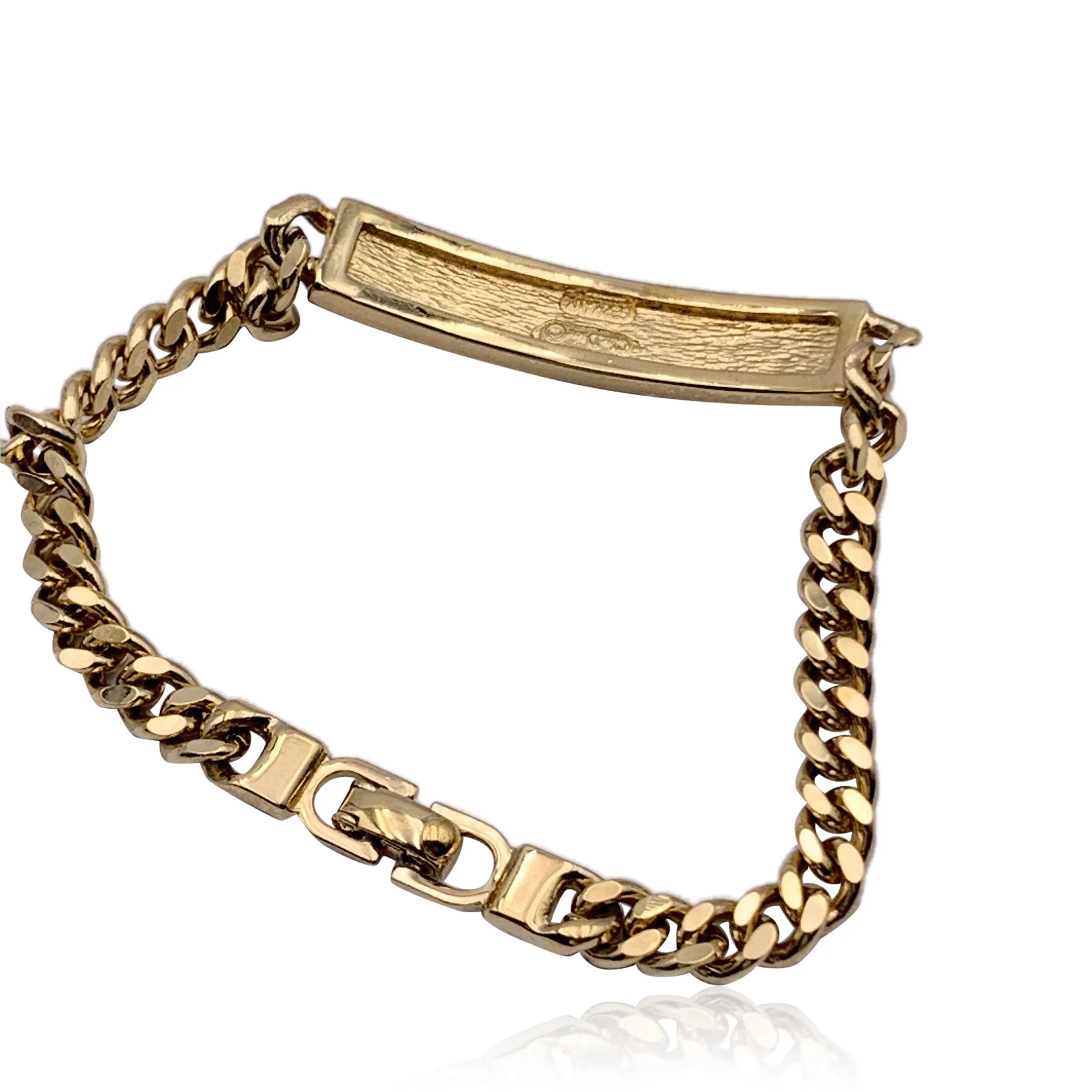 CHRISTIAN DIOR Vintage Cd Logo Gold Metal Chain Link Logo Bracelet
