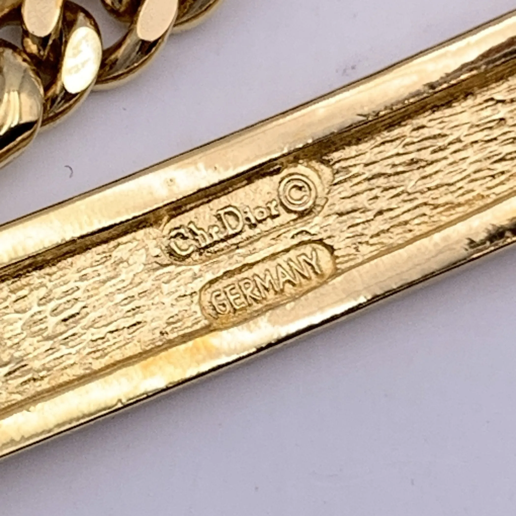 CHRISTIAN DIOR Vintage Cd Logo Gold Metal Chain Link Logo Bracelet