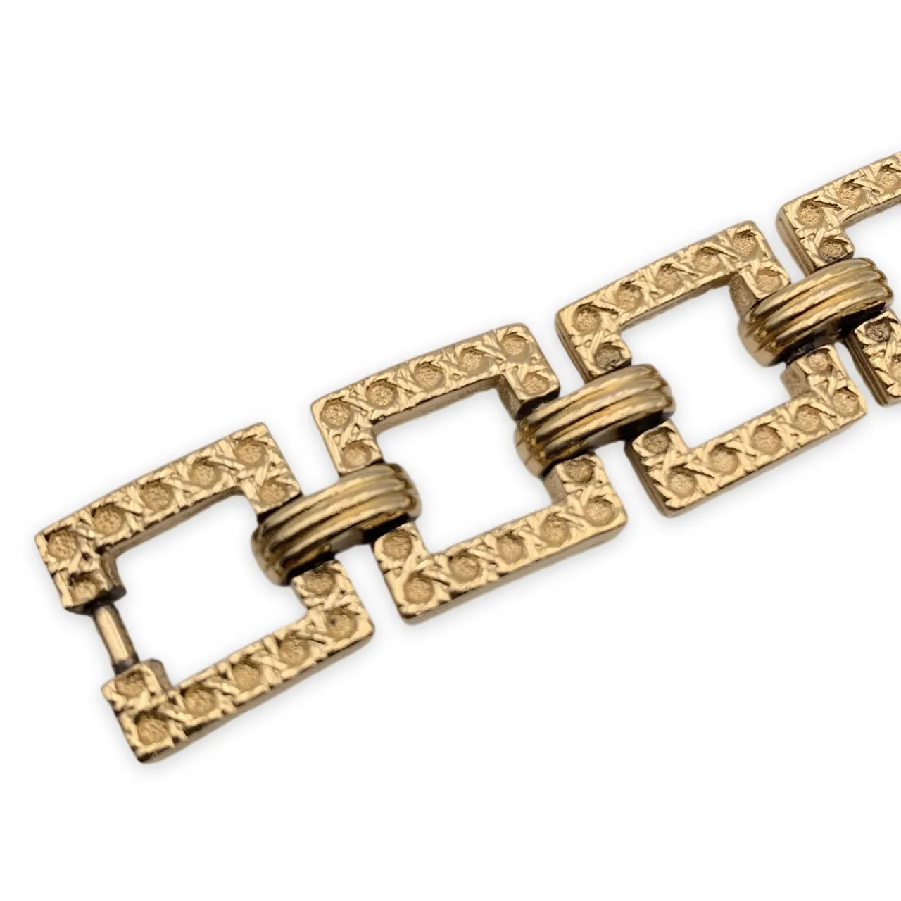 CHRISTIAN DIOR Vintage Gold Metal Square Links Bracelet