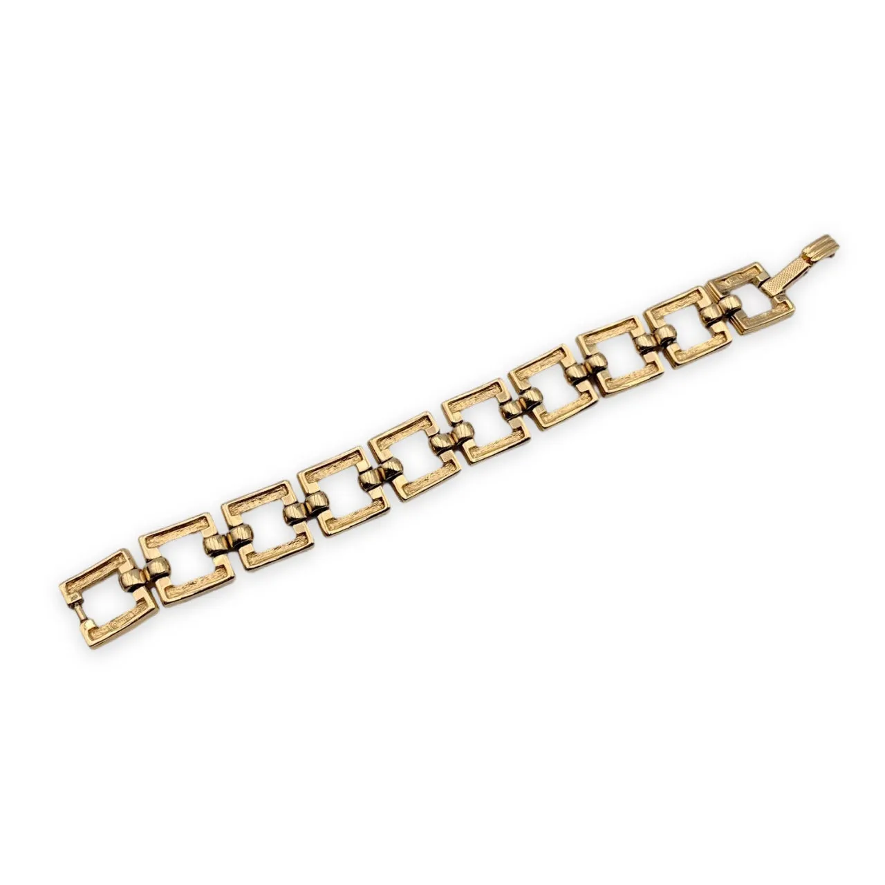 CHRISTIAN DIOR Vintage Gold Metal Square Links Bracelet