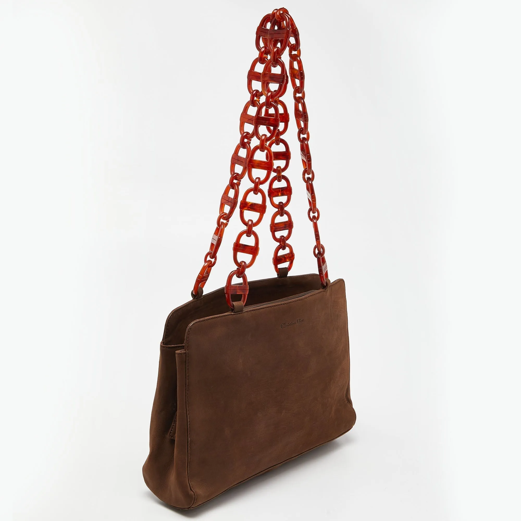 DIOR Brown Nubuck Leather Vintage Shoulder Bag