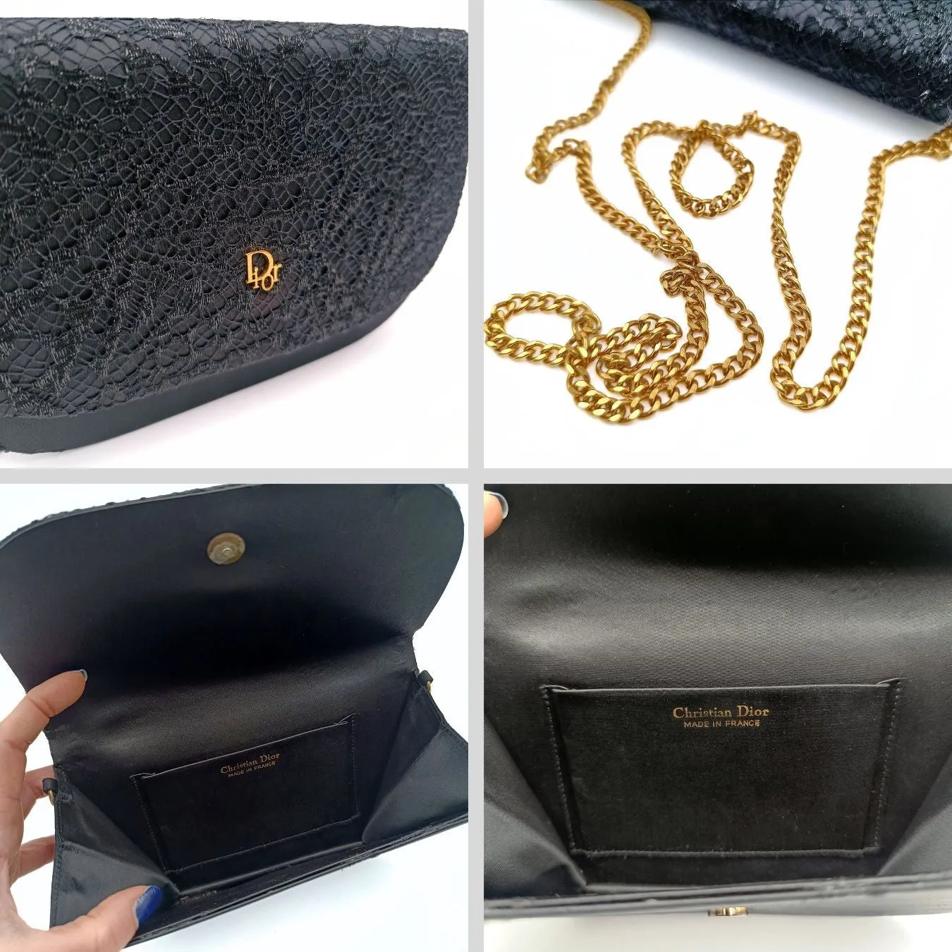 DIOR Christian vintage satin and lace shoulder bag