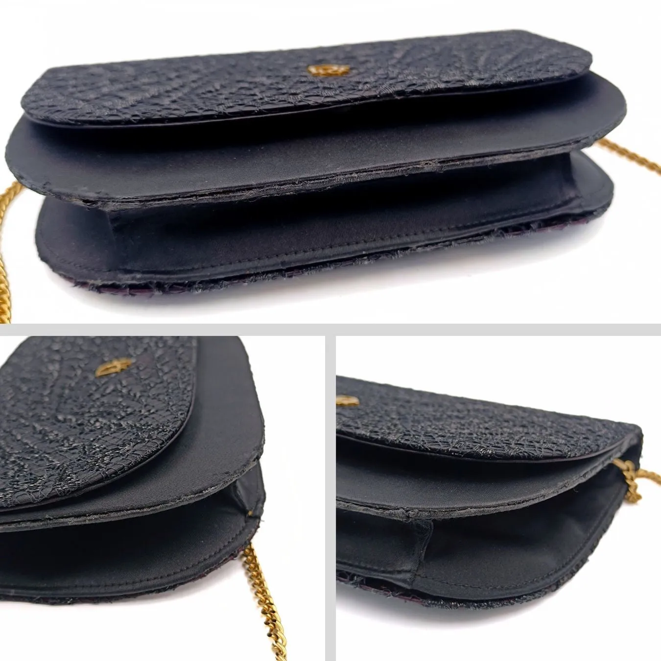 DIOR Christian vintage satin and lace shoulder bag