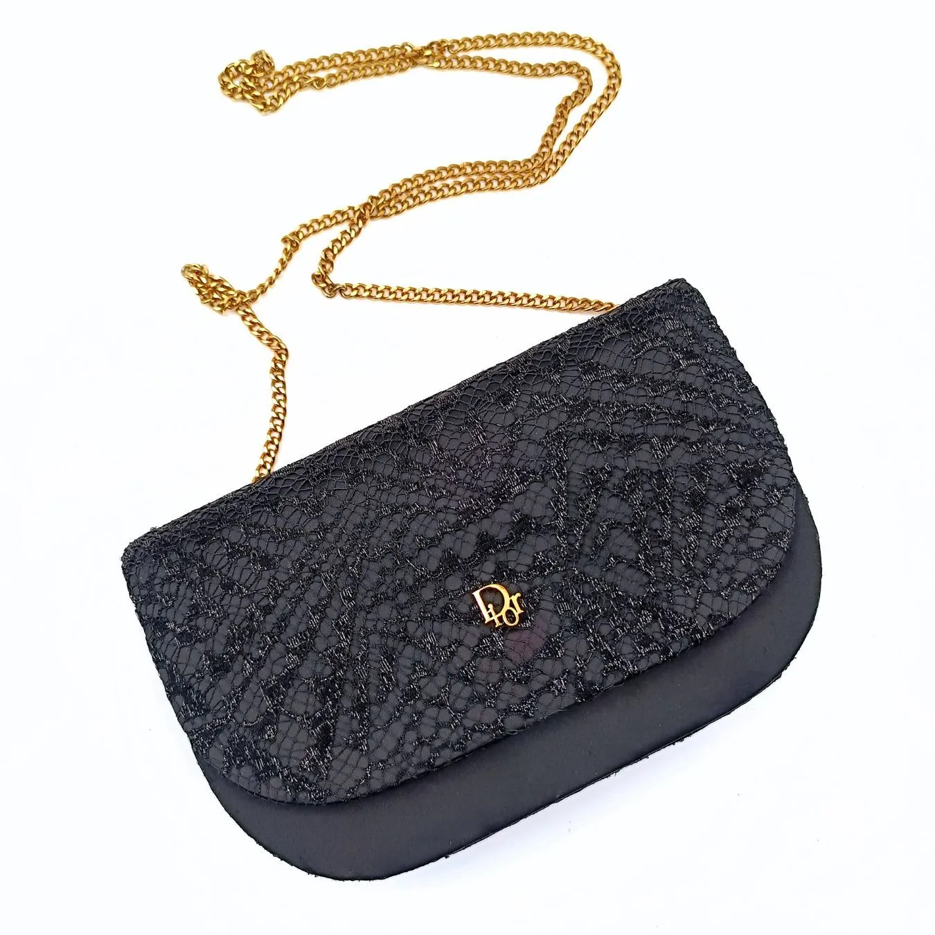 DIOR Christian vintage satin and lace shoulder bag