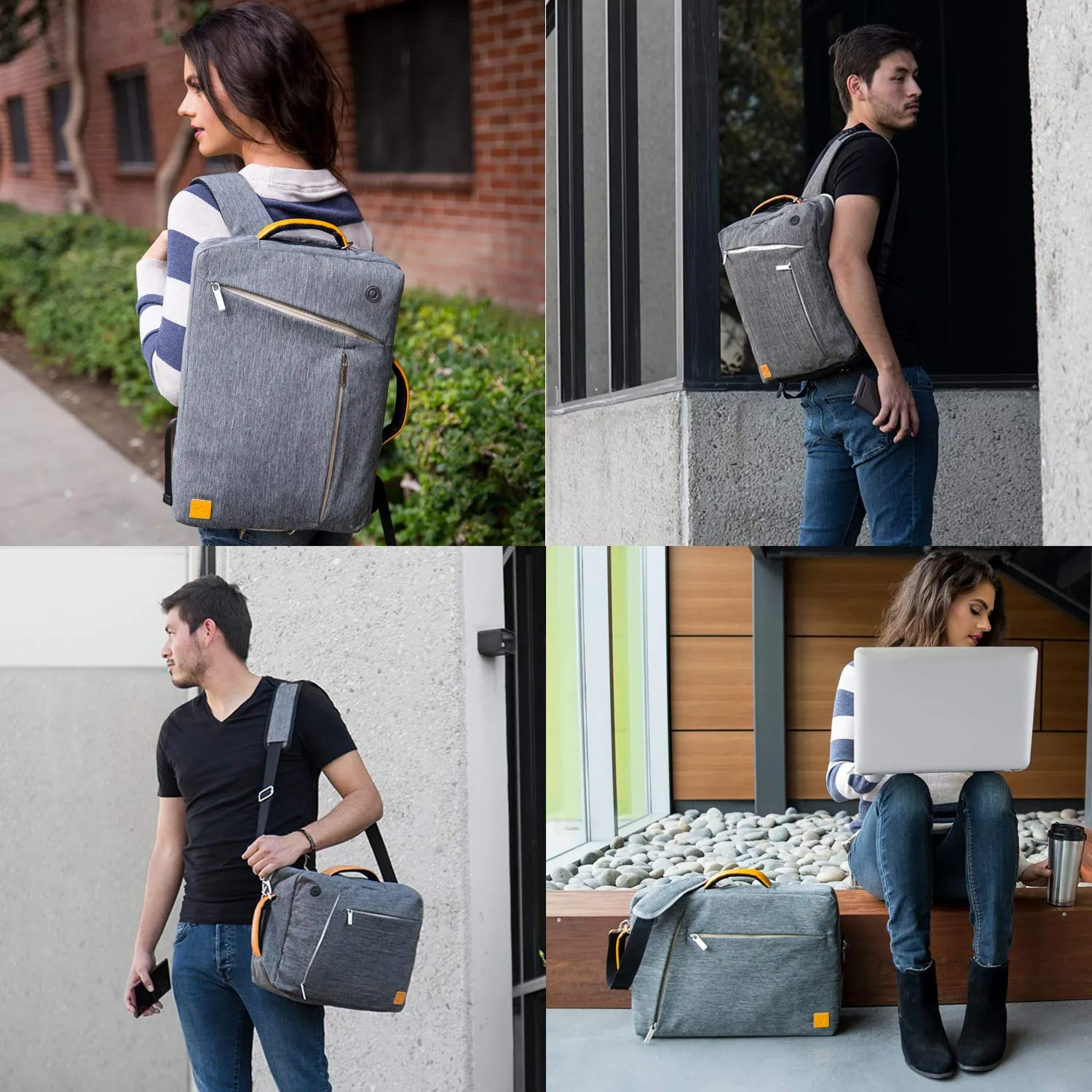 Grey Convertible Laptop Bag for 14 15.6 inch Dell Latitude, Inspiron, Chromebook, Precision, Vostro, G3 G5 G7 m15 R2
