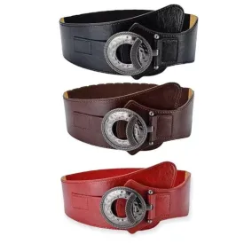 Hammered Buckle Leather Asymmetric Waist Belt