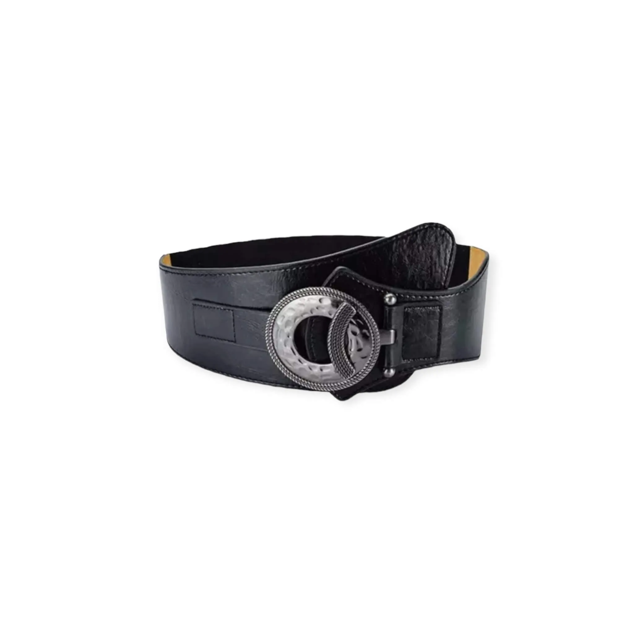 Hammered Buckle Leather Asymmetric Waist Belt