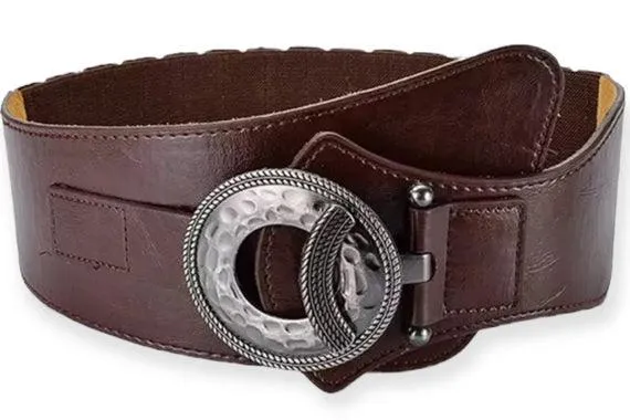 Hammered Buckle Leather Asymmetric Waist Belt