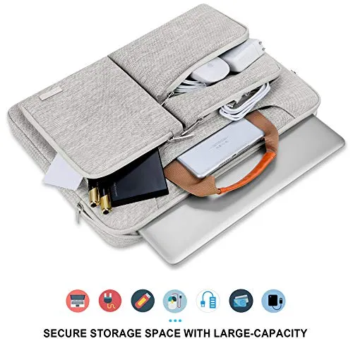 Lacdo 360° Protective Laptop Shoulder Bag Sleeve Case for 13 Inch New MacBook Air | 13 Inch New MacBook Pro 2016-2020 | Surface Book 3 2 | MacBook Pro 2012-2015 | 13" HP Acer ASUS Computer, Gray