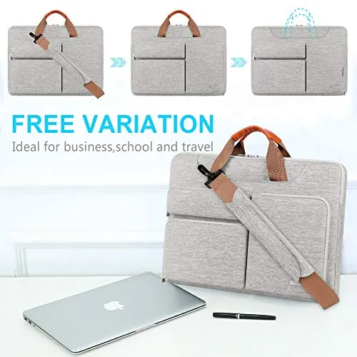 Lacdo 360° Protective Laptop Shoulder Bag Sleeve Case for 13 Inch New MacBook Air | 13 Inch New MacBook Pro 2016-2020 | Surface Book 3 2 | MacBook Pro 2012-2015 | 13" HP Acer ASUS Computer, Gray