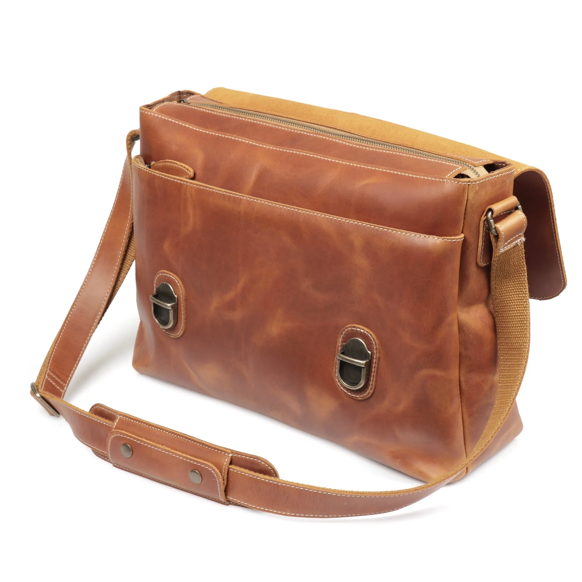 Plume Leather Messenger Bag - Large