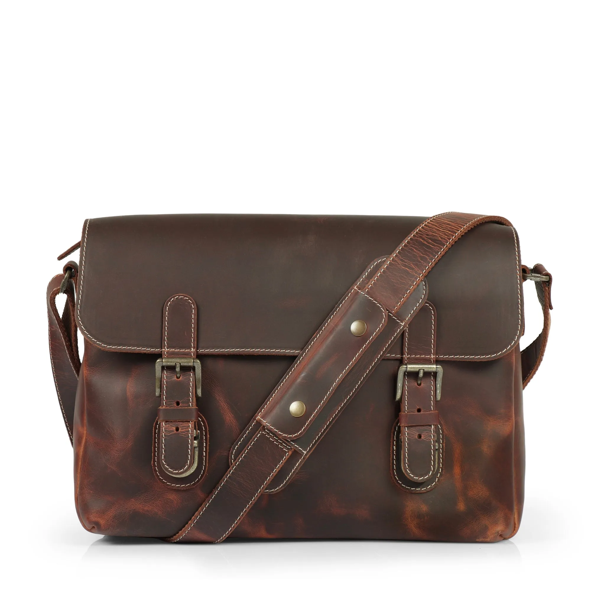 Plume Leather Messenger Bag - Large