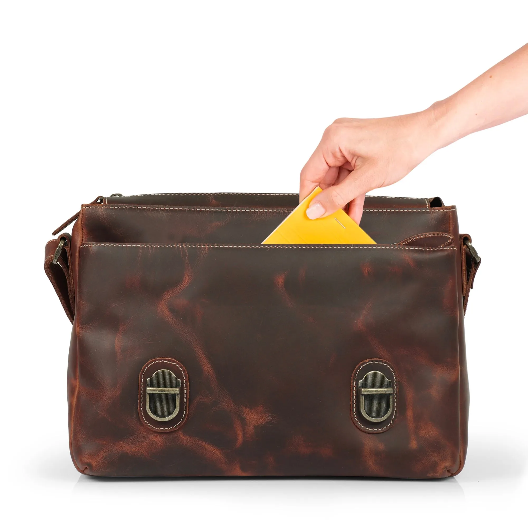 Plume Leather Messenger Bag - Large
