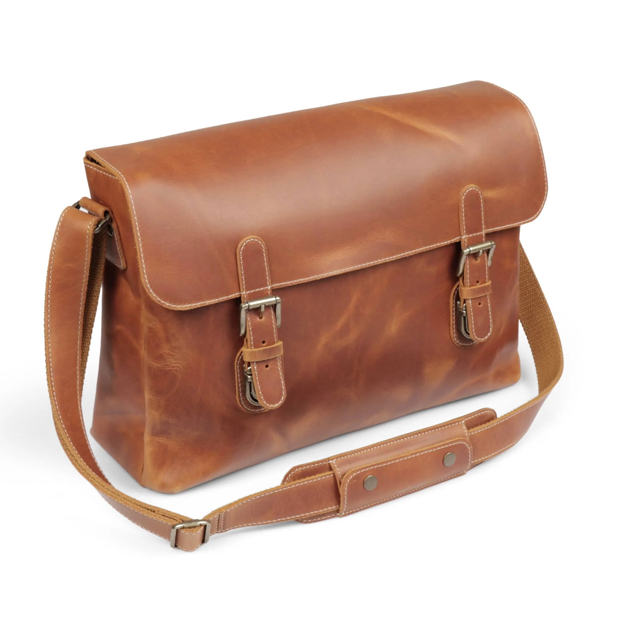 Plume Leather Messenger Bag - Large