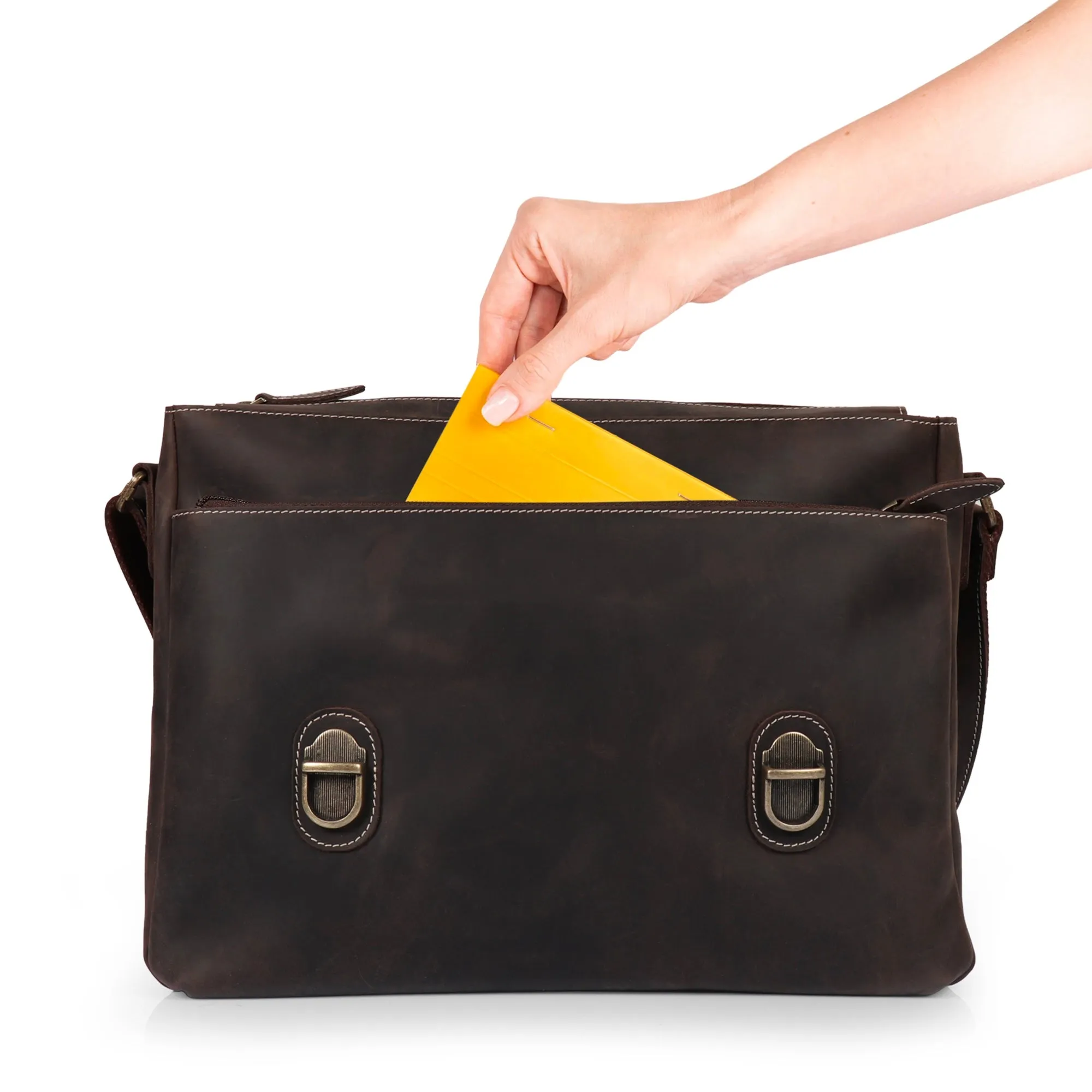 Plume Leather Messenger Bag - Large