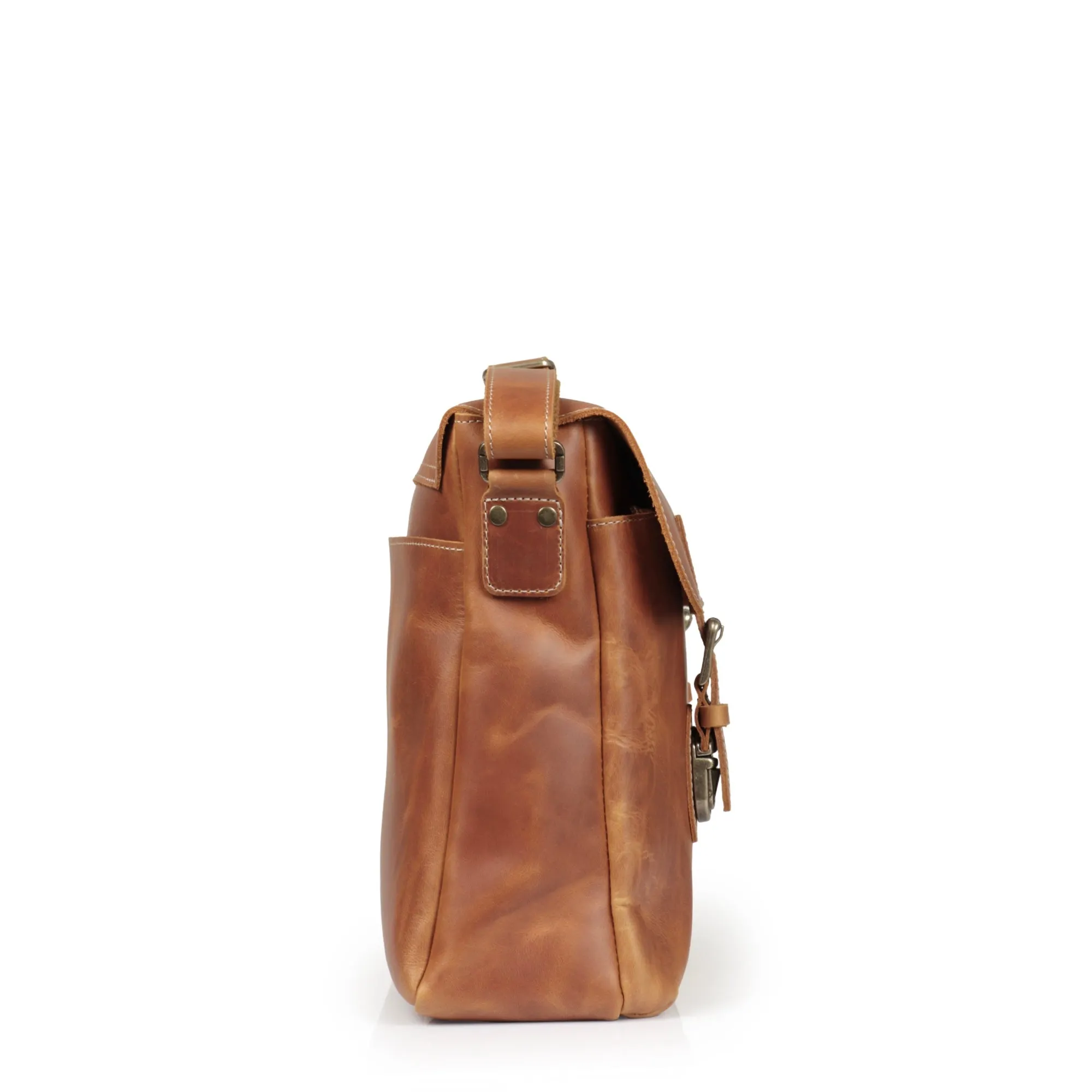 Plume Leather Messenger Bag - Large