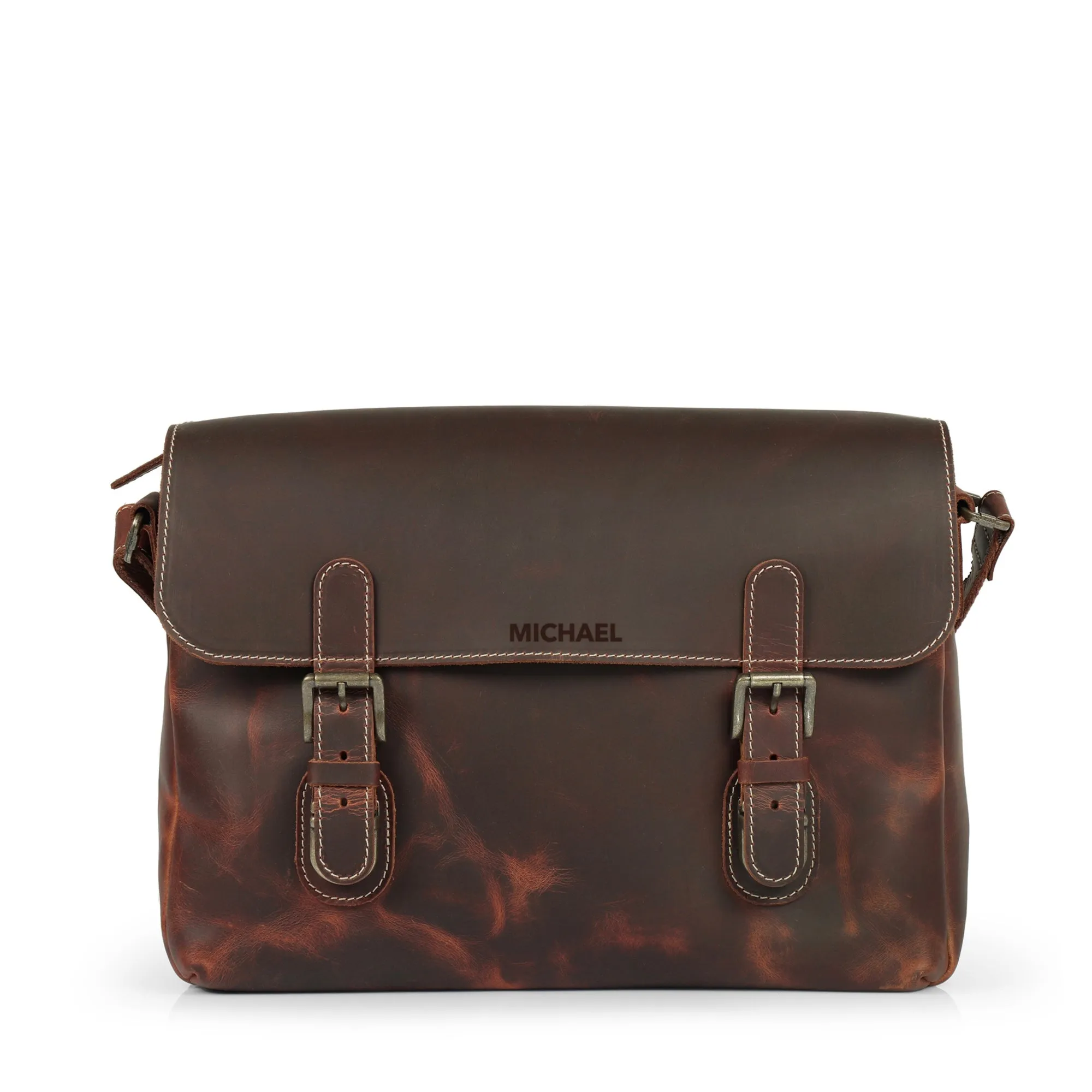 Plume Leather Messenger Bag - Large