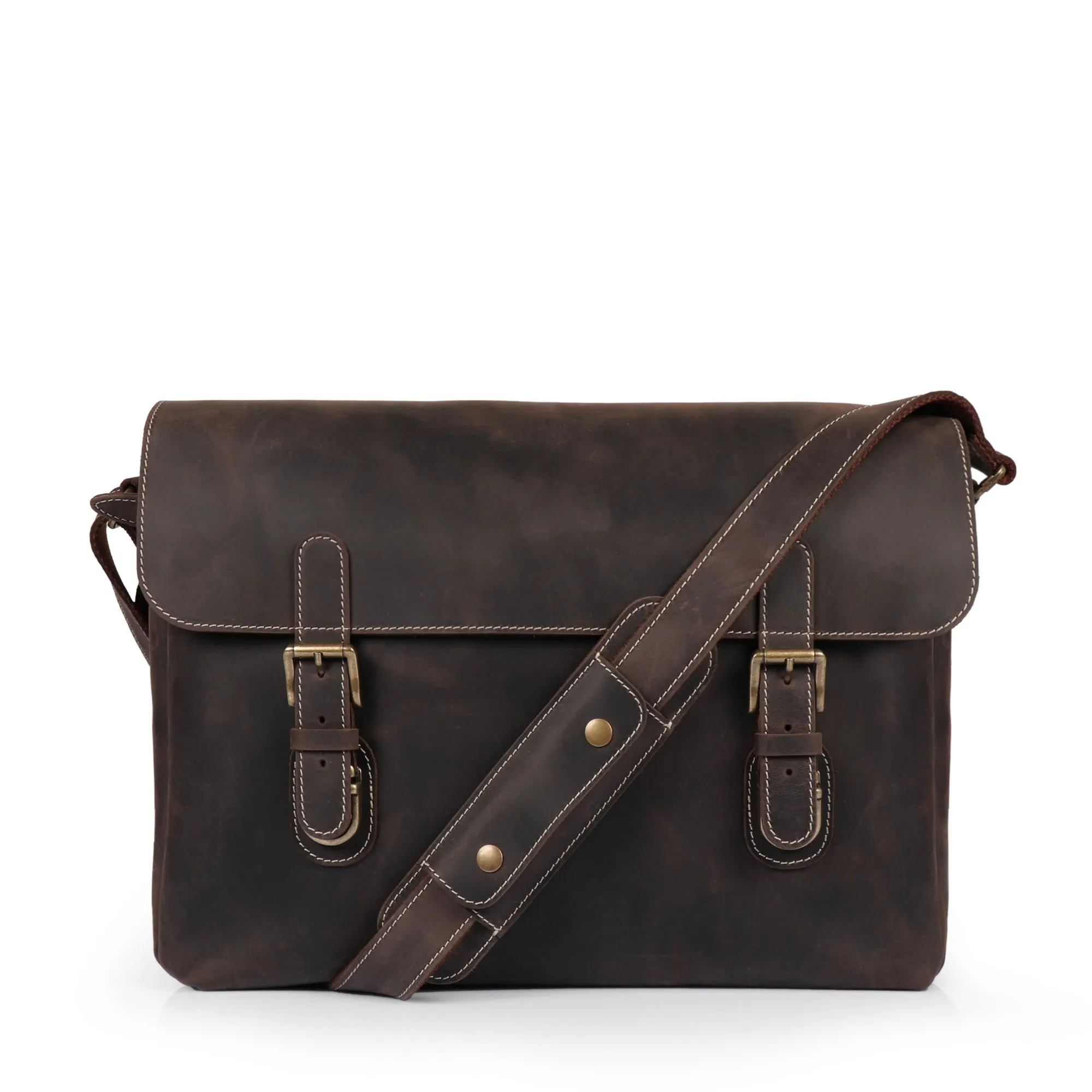 Plume Leather Messenger Bag - Large