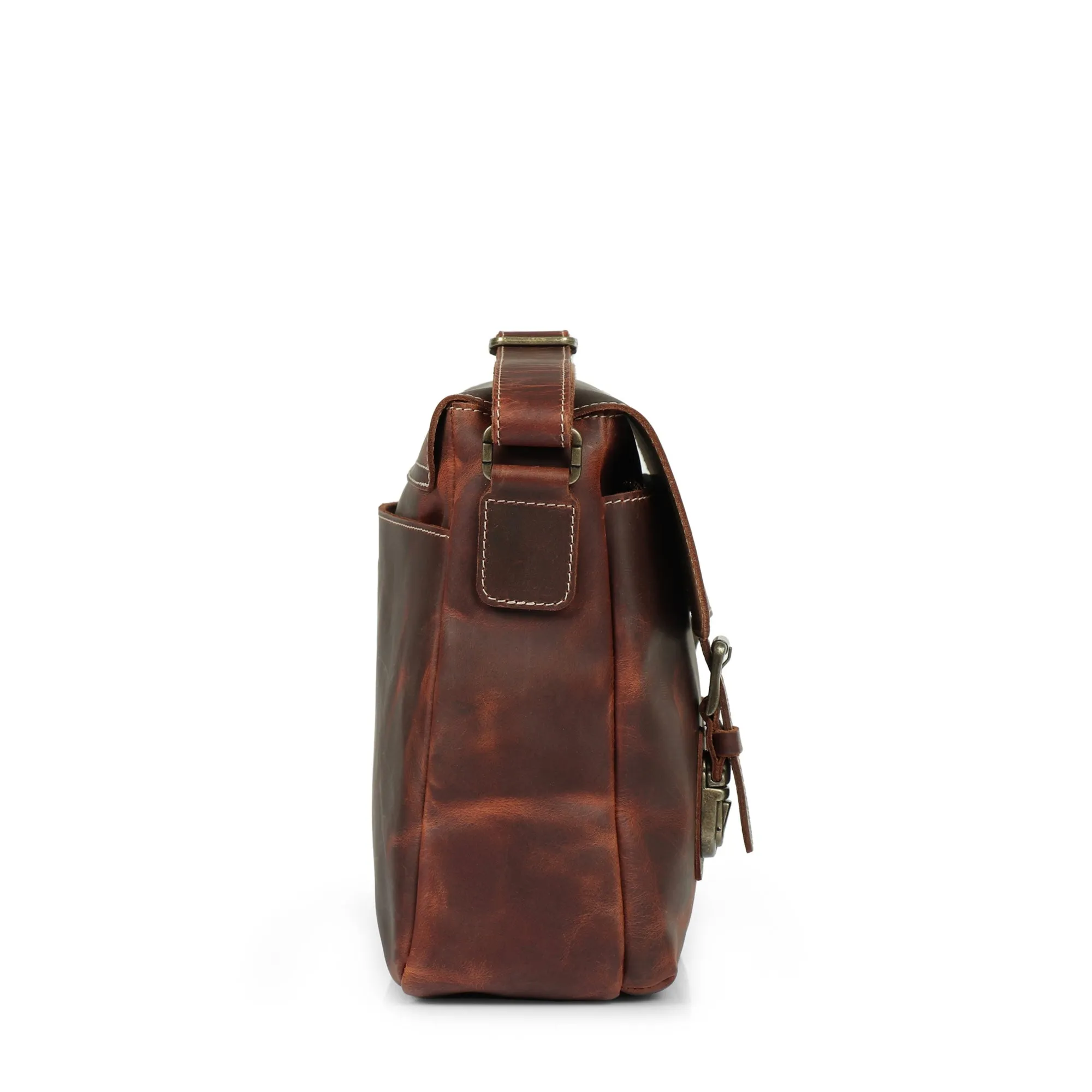 Plume Leather Messenger Bag - Large