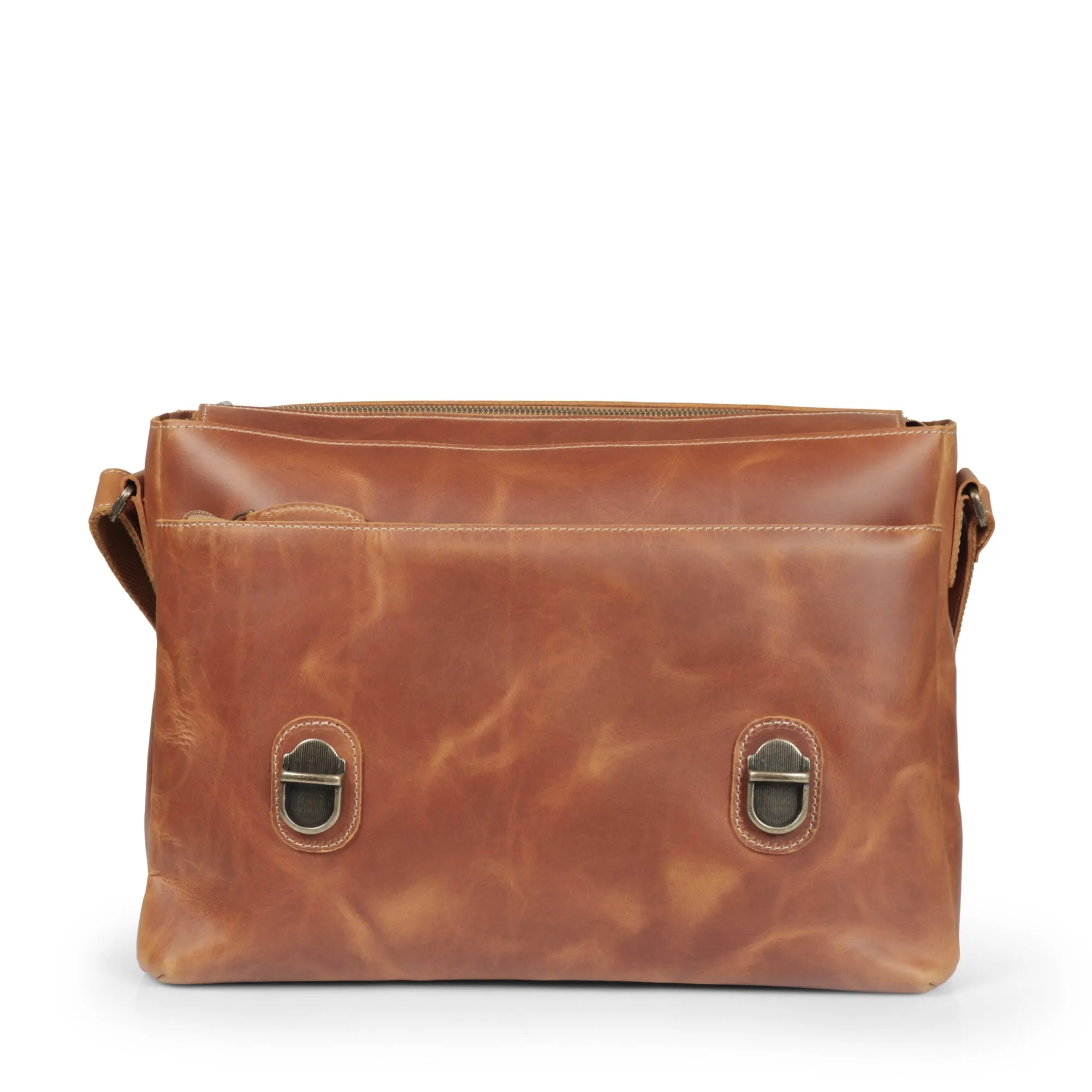 Plume Leather Messenger Bag - Large