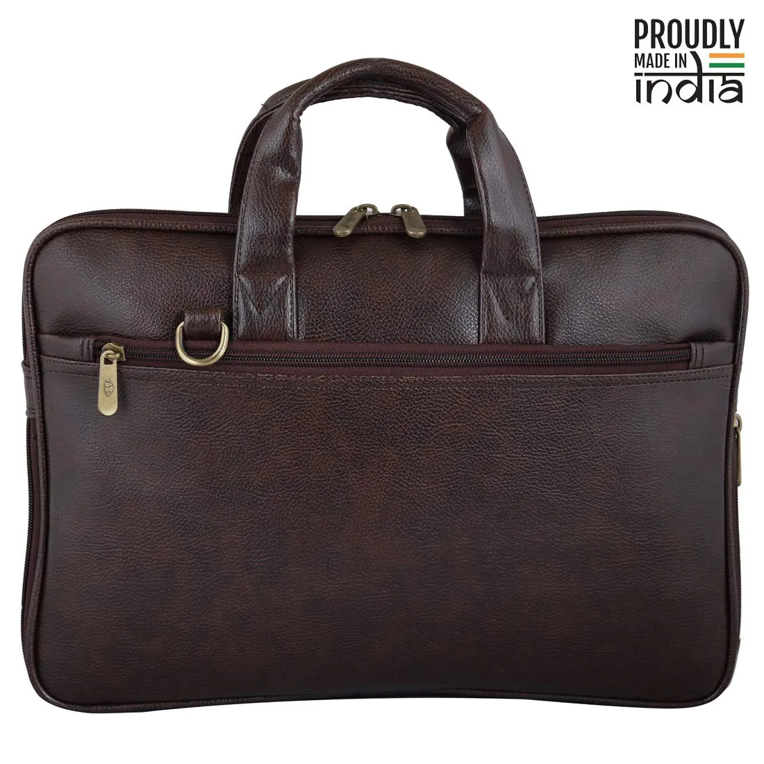 THE CLOWNFISH Unisex Glamour Faux Leather Slim Expandable 15.6 Inch Laptop Messenger Bag Briefcase (Dark Brown)
