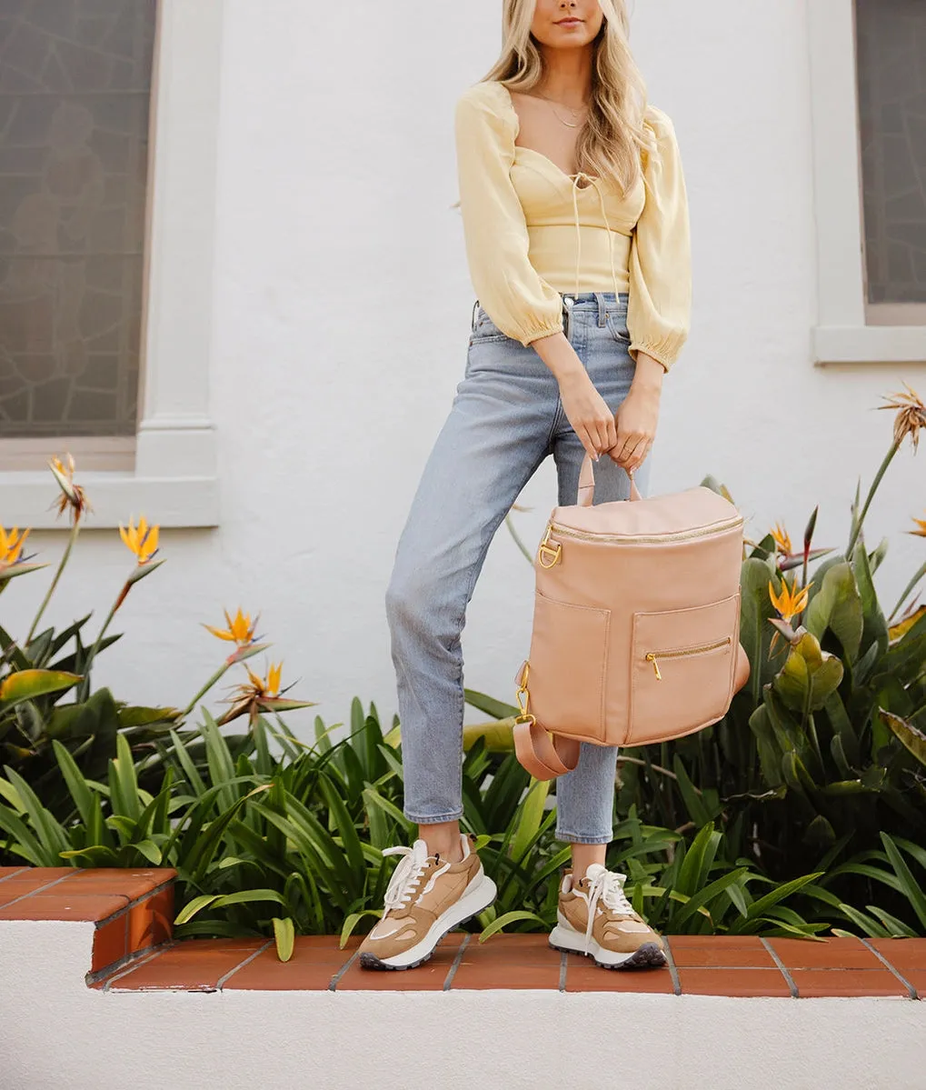The Original Diaper Bag - Faux Leather Backpack - Warm Blush