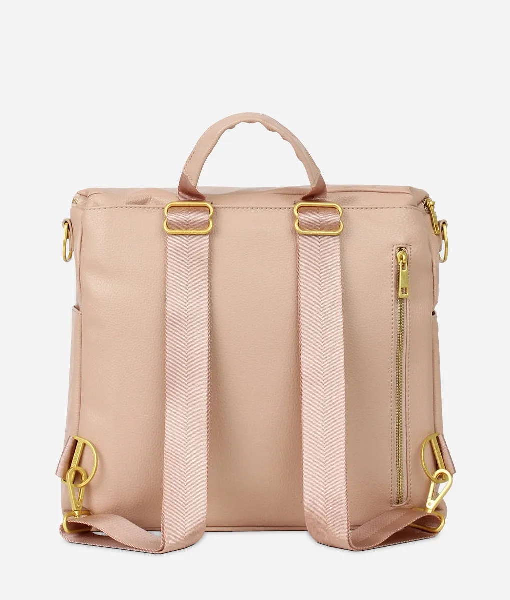 The Original Diaper Bag - Faux Leather Backpack - Warm Blush