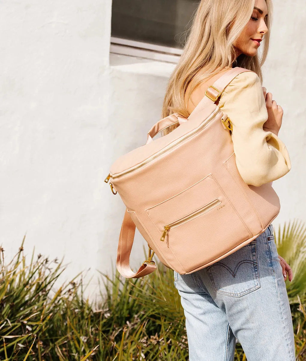 The Original Diaper Bag - Faux Leather Backpack - Warm Blush