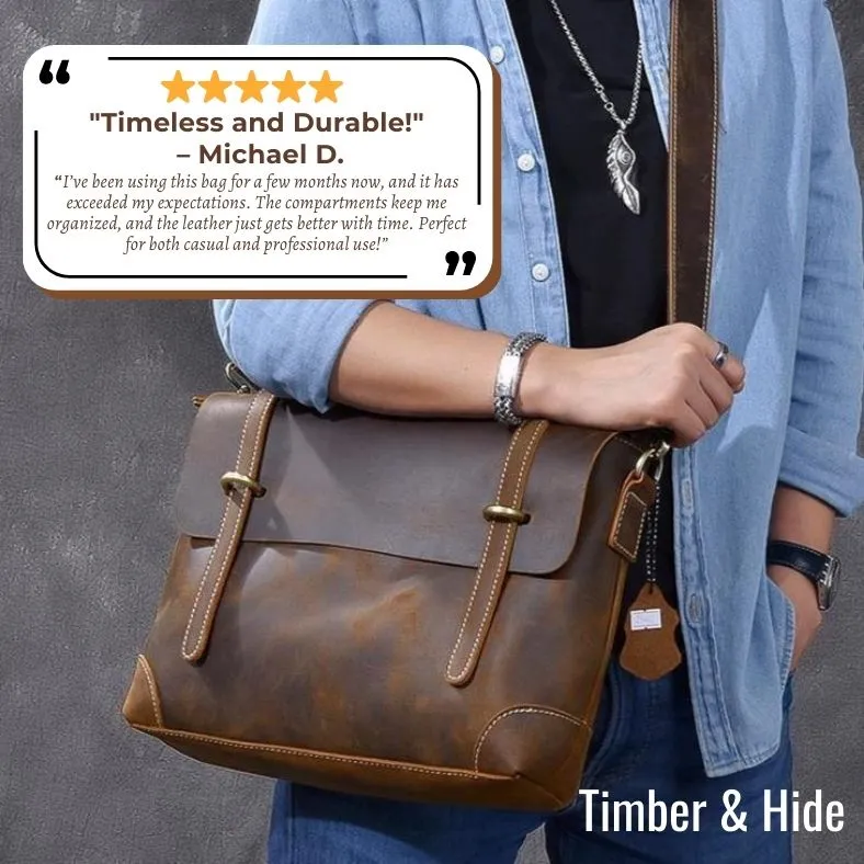 YPRES | Brown Leather Handbag