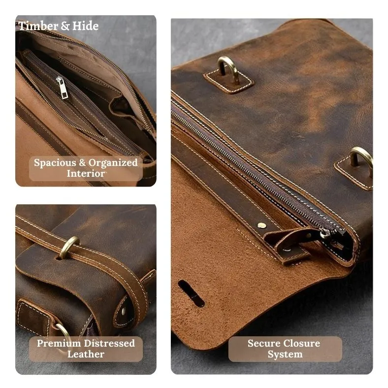 YPRES | Brown Leather Handbag